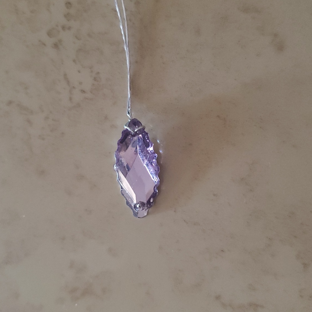 Elegant Purple & Silver Glass Leaf On Floral Wire